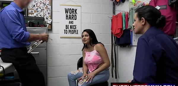 trendsShoplyfterXXX - Security officer Rusty Nails brings suspected thief Serena Santos into the backroom for questioning when his partner Officer Penny Barber decides to join in the interrogation.